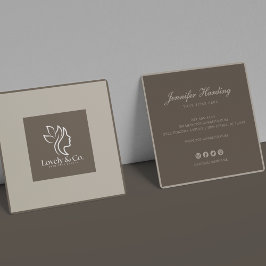 Tarjeta De Visita Cuadrada Belleza minimalista neutral beige en cuadrado con 