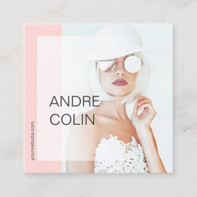 Tarjeta De Visita Cuadrada Belleza moderna y moderna y foto de moda (Anverso)