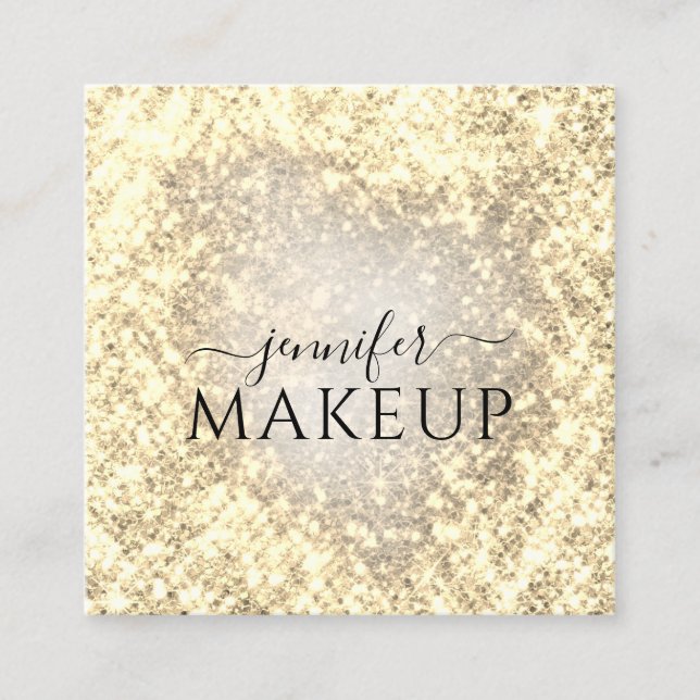 Tarjeta De Visita Cuadrada Belleza profesional maquillaje Belleza Purpurina O (Anverso)