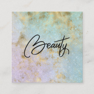 Tarjeta De Visita Cuadrada *~* BELLEZA Rainbow Glimmer Gold Business Card