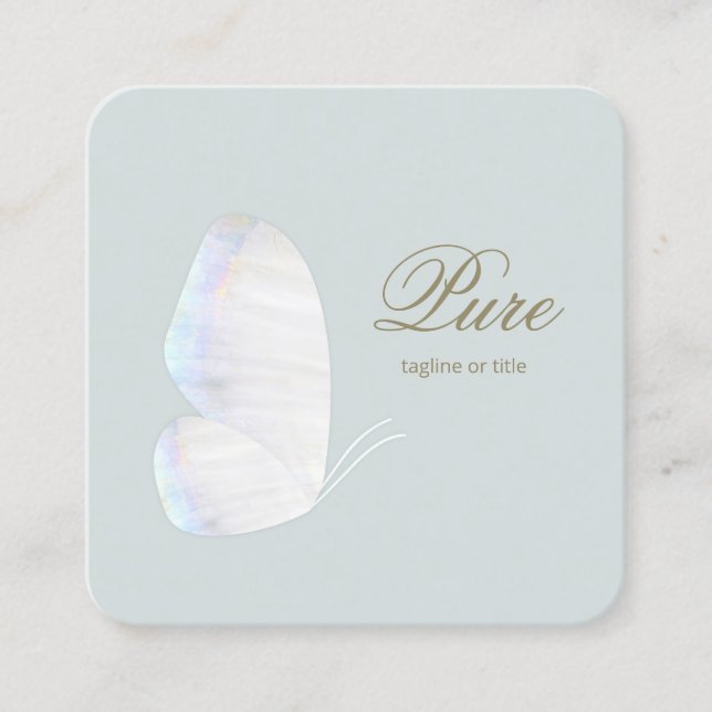 Tarjeta De Visita Cuadrada Belleza y bienestar de la mariposa blanca (Anverso)