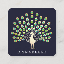 Tarjeta De Visita Cuadrada Belleza y moda del pavo real