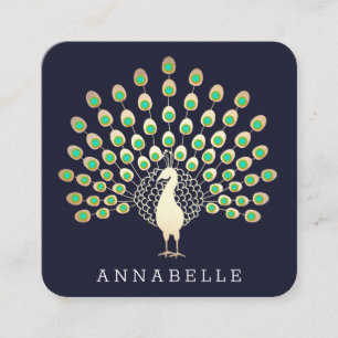 Tarjeta De Visita Cuadrada Belleza y moda del pavo real