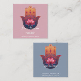 Tarjeta De Visita Cuadrada Bendición del Loto | Mano Hamsa