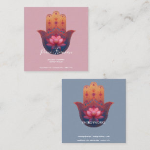 Tarjeta De Visita Cuadrada Bendición del Loto   Mano Hamsa