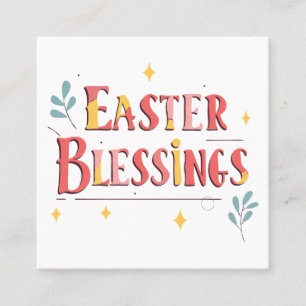 Tarjeta De Visita Cuadrada Bendiciones de Pascua en grabado en relieve de luj