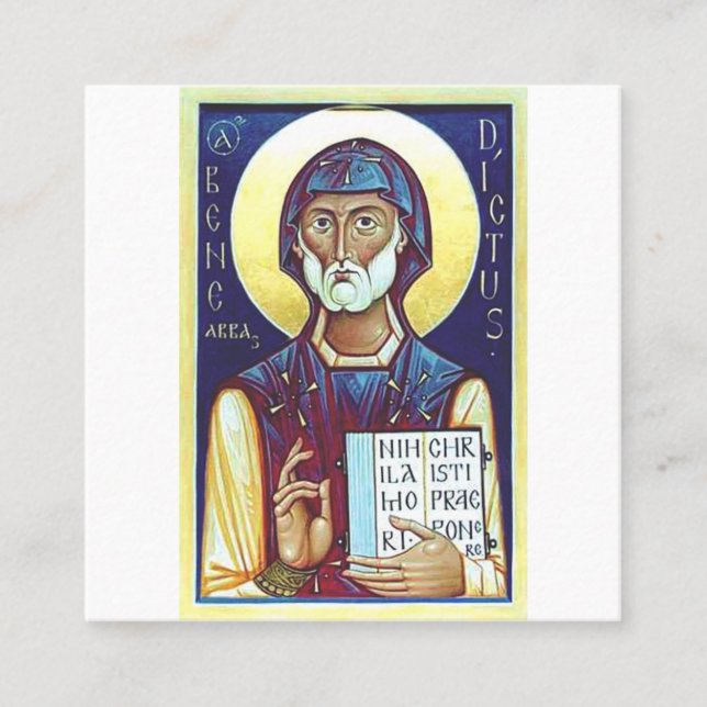 Tarjeta De Visita Cuadrada Benedicto de Nursia (Anverso)