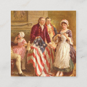 Tarjeta De Visita Cuadrada Betsy Ross USA 1777 Por Jean Leon Gerome Ferris