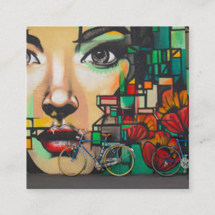 Tarjeta De Visita Cuadrada Bicicletas en la pared del graffiti