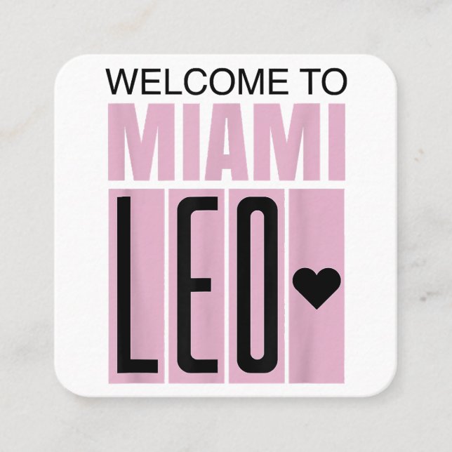 Tarjeta De Visita Cuadrada Bienvenido a Miami Leo 10 - GOAT (Anverso)