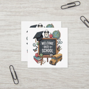 Tarjeta De Visita Cuadrada Bienvenido de nuevo a la escuela
