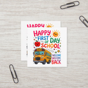 Tarjeta De Visita Cuadrada Bienvenido de nuevo a la escuela feliz primer día 
