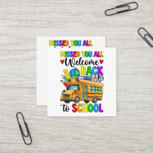 Tarjeta De Visita Cuadrada Bienvenido de vuelta primer día de chofer de autob