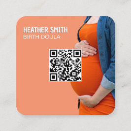 Tarjeta De Visita Cuadrada Birth Doula Personalizado QR