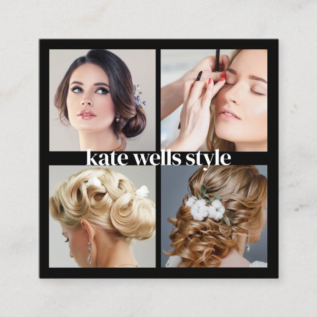 Tarjeta De Visita Cuadrada Black Add Personalizado Logo Social Media Networki (Anverso)