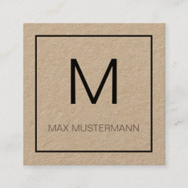 Tarjeta De Visita Cuadrada Black and monograma White