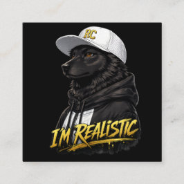 Tarjeta De Visita Cuadrada Black Anime Dog Streetwear Art | I'm Realistic