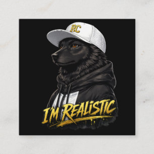 Tarjeta De Visita Cuadrada Black Anime Dog Streetwear Art I'm Realistic