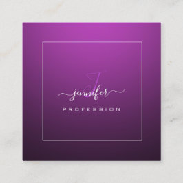 Tarjeta De Visita Cuadrada Black Berry Pink Purple Monograma Nombre Social Me