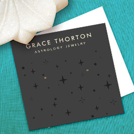 Tarjeta De Visita Cuadrada Black Boho Astrology Stars Earl Display