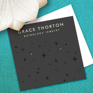 Tarjeta De Visita Cuadrada Black Boho Astrology Stars Earl Display