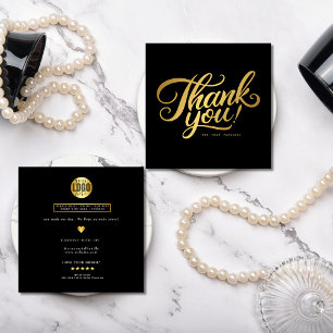 Tarjeta De Visita Cuadrada Black Classy y elegante dorado gracias