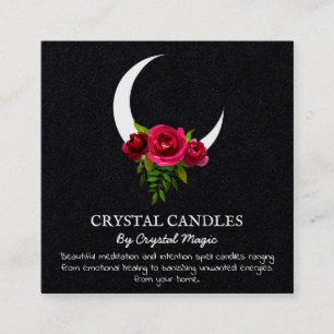 Tarjeta De Visita Cuadrada Black Crescent Moon Crystal Candle Intención Spel