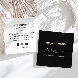Tarjeta De Visita Cuadrada Black & Gold Lashes