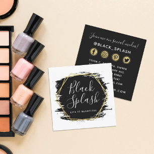 Tarjeta De Visita Cuadrada Black Paint Stroke y las modernas redes sociales d