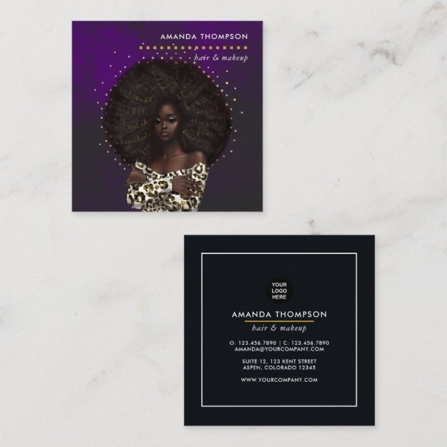 Tarjeta De Visita Cuadrada Black Queen Beauty Fashion Square Business Card (Anverso / Reverso)