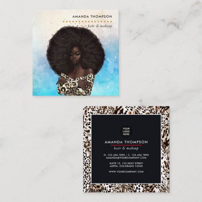 Tarjeta De Visita Cuadrada Black Queen Beauty Fashion Square Business Card (Anverso / Reverso)