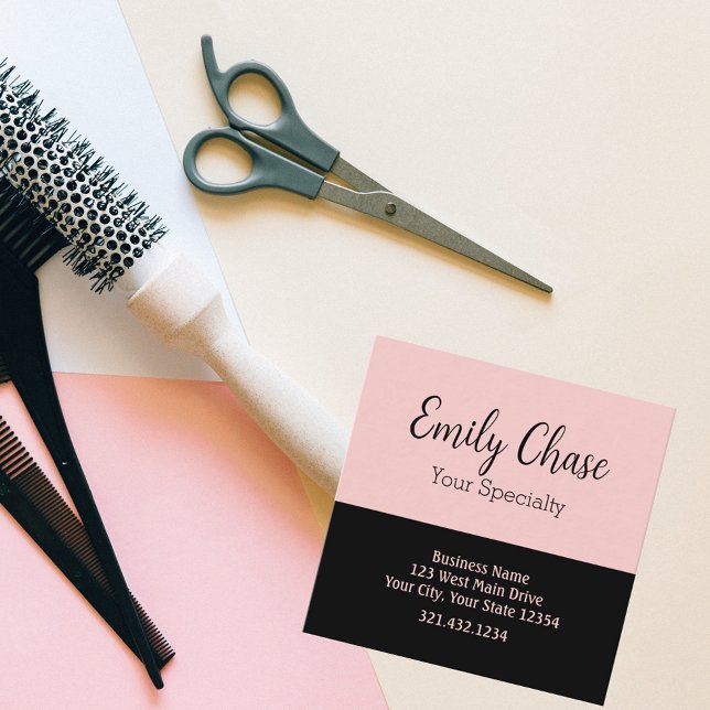 Tarjeta De Visita Cuadrada Black Rubor Pink Modern Square Business Card (Subido por el creador)
