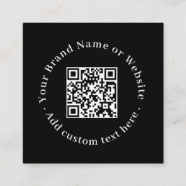 Tarjeta De Visita Cuadrada Black Scan Me QR | Contacto Profesional Moderno 