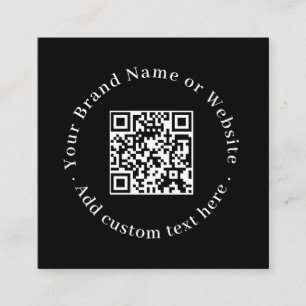 Tarjeta De Visita Cuadrada Black Scan Me QR   Contacto Profesional Moderno 
