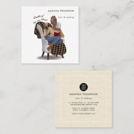 Tarjeta De Visita Cuadrada Black Woman Beauty Fashion Square Business Card