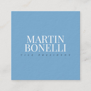 Tarjeta De Visita Cuadrada Blanco Azul Minimalista Profesional Lujo Grueso