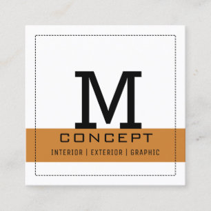 Tarjeta De Visita Cuadrada Blanco bronce elegante profesional minimalista