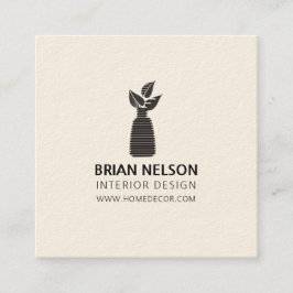 Tarjeta De Visita Cuadrada Blanco minimalista del negro del nutricionista de