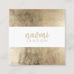 Tarjeta De Visita Cuadrada Blanco minimalista rayado moderno del oro elegante