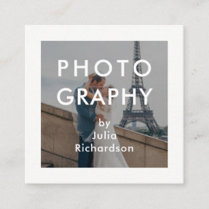 Tarjeta De Visita Cuadrada Blanco mínimo  Dos fotos para fotógrafos