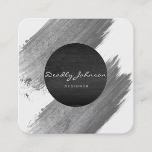 Tarjeta De Visita Cuadrada Blanco negro elegante del extracto moderno de la