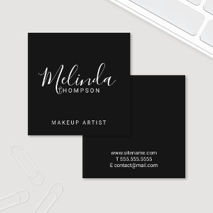 Tarjeta De Visita Cuadrada Blanco y negro moderno profesional