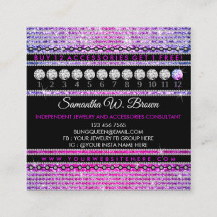 Tarjeta De Visita Cuadrada Bling Jewelry Glitz Glam Luxury Diamond