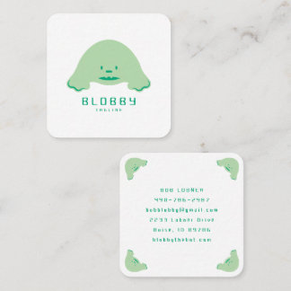 Tarjeta De Visita Cuadrada Blobby Character Logo | Fun Mascot Brand Design