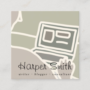 Tarjeta De Visita Cuadrada blogger de escritura en línea para ordenador port