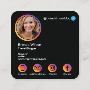 Tarjeta De Visita Cuadrada Bloguero al estilo de Instagram Estilo de vida de 
