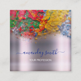 Tarjeta De Visita Cuadrada Bloguero de Makeup Artista Influenciador Resumen d