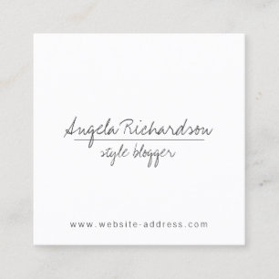 Tarjeta De Visita Cuadrada Bloguero Minimalista y único escrito a mano, Sylis