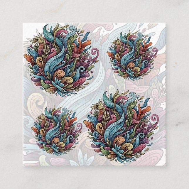 Tarjeta De Visita Cuadrada Bloom Indomable: Energía Orgánica (Anverso)