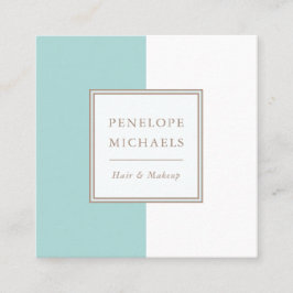 Tarjeta De Visita Cuadrada Bloque de color azul y blanco de moda
